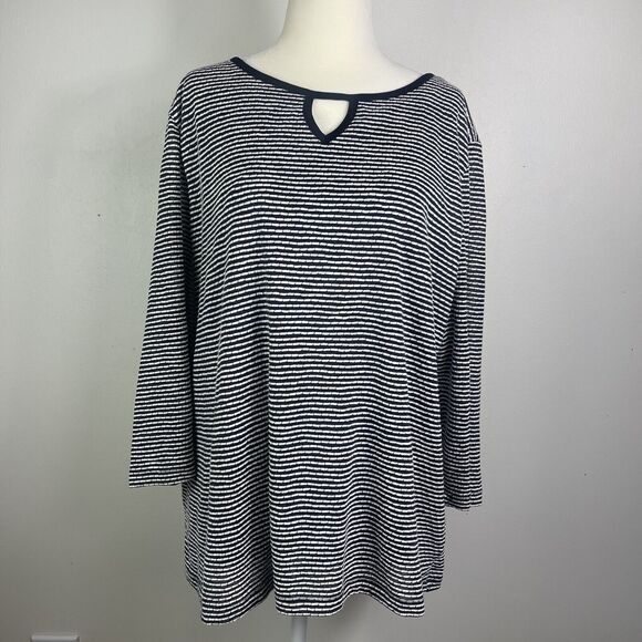 Chicos Long Tunic Top Size 3 3/4 Sleeve Stretch Ribbed XL Comfy Oversized Mature - Picture 1 of 13